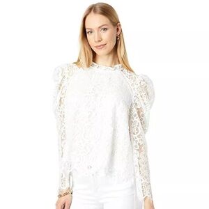 Lilly Pulitzer White Ruffled Puff Sleeve Blouse